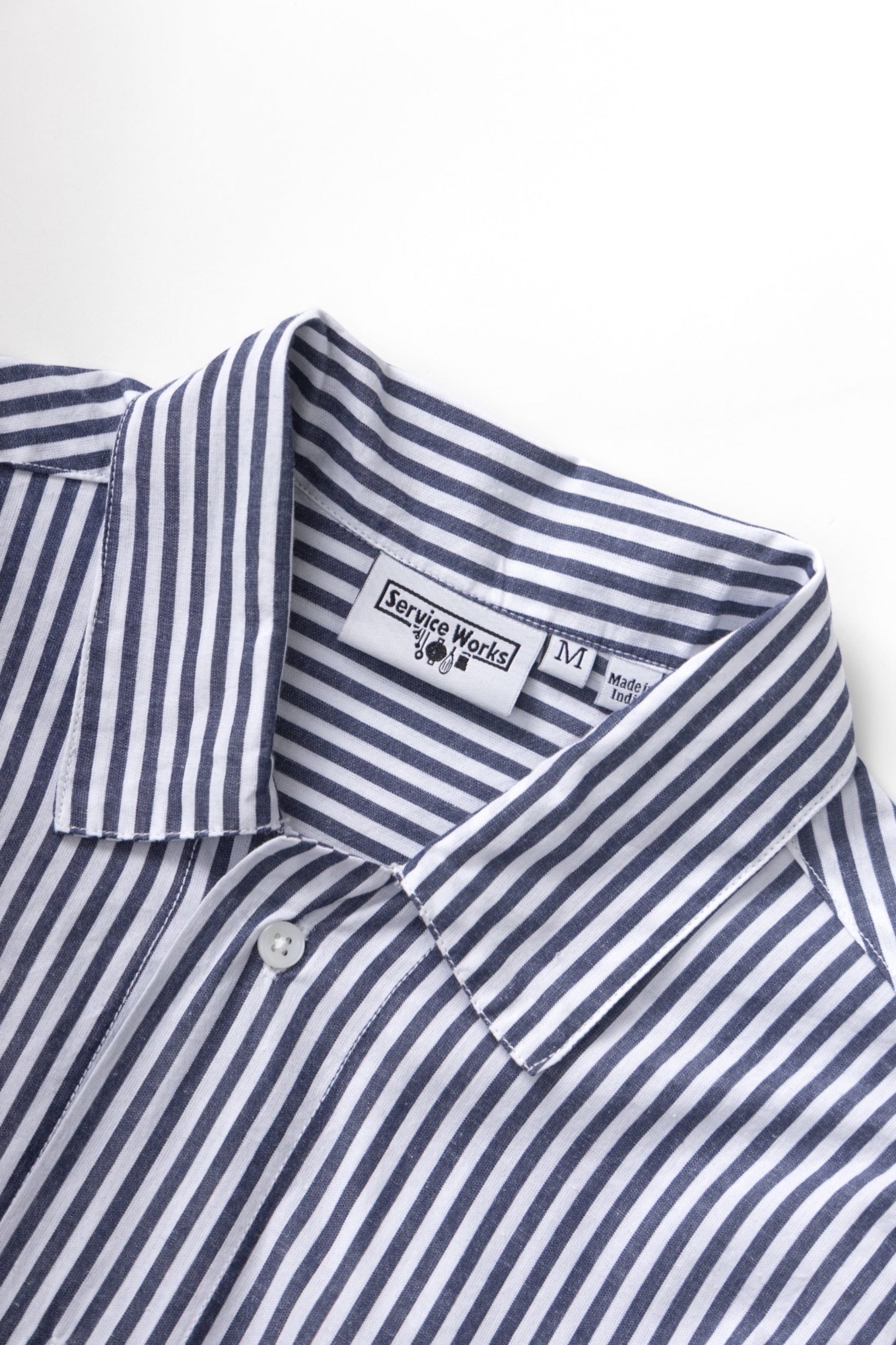 Service Works Poplin Stripe Waiter Shirt Royal | Chemise Coton Bio | Edgar Bdx