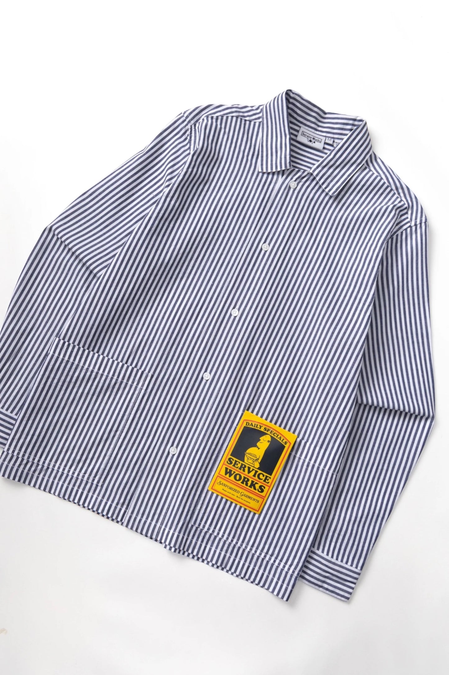 Service Works Poplin Stripe Waiter Shirt Royal | Chemise Coton Bio | Edgar Bdx