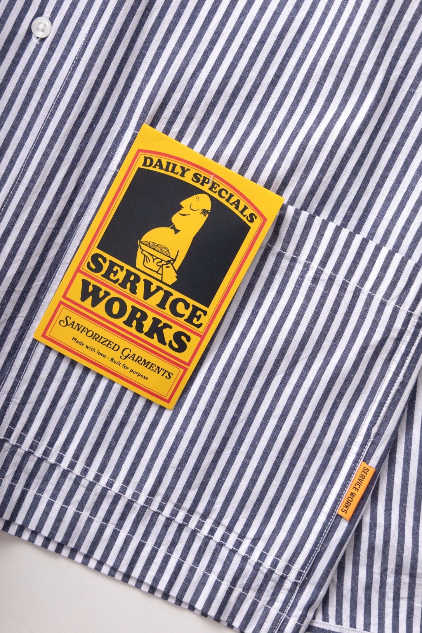 Service Works Poplin Stripe Waiter Shirt Royal | Chemise Coton Bio | Edgar Bdx