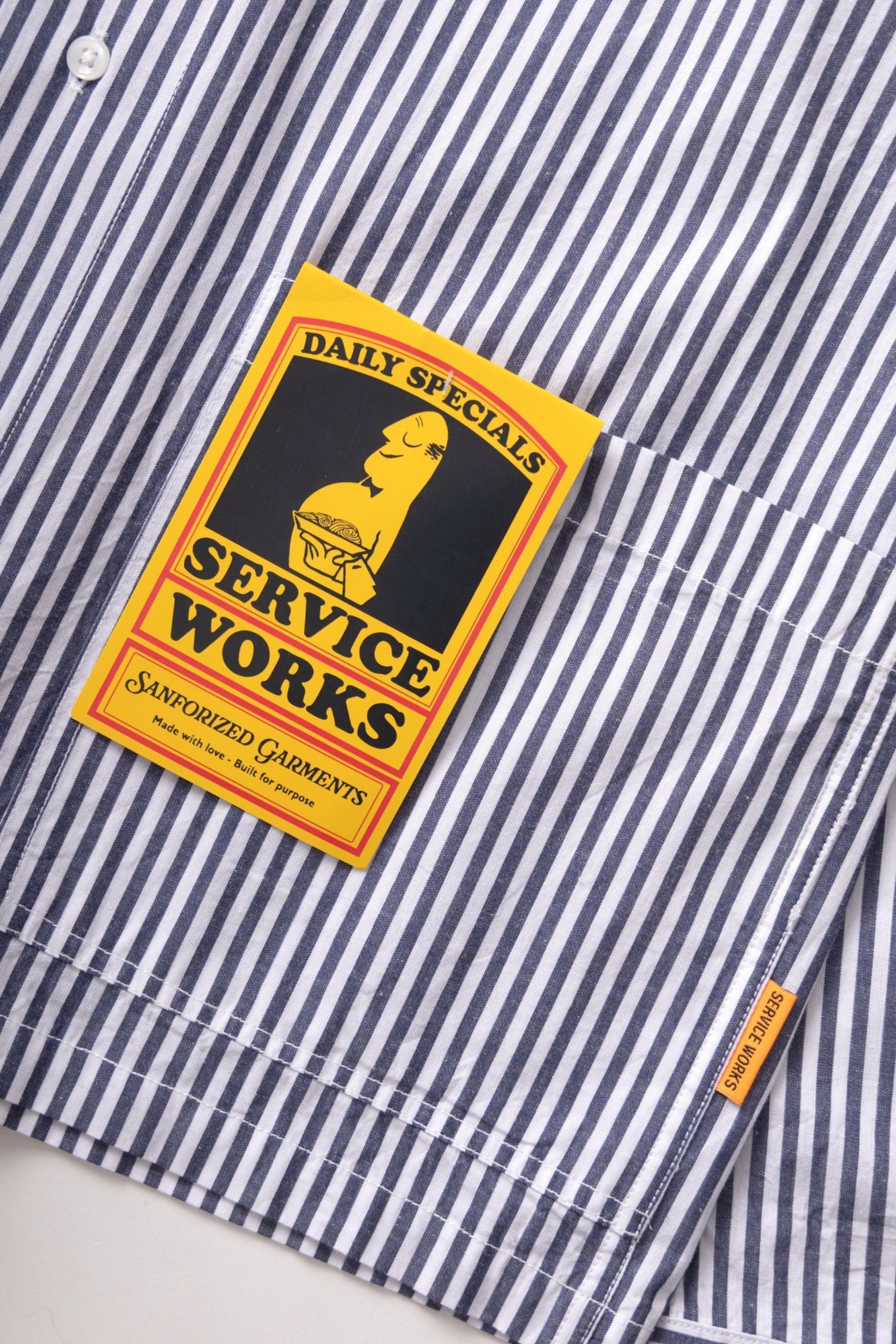 Service Works Poplin Stripe Waiter Shirt Royal | Chemise Coton Bio | Edgar Bdx