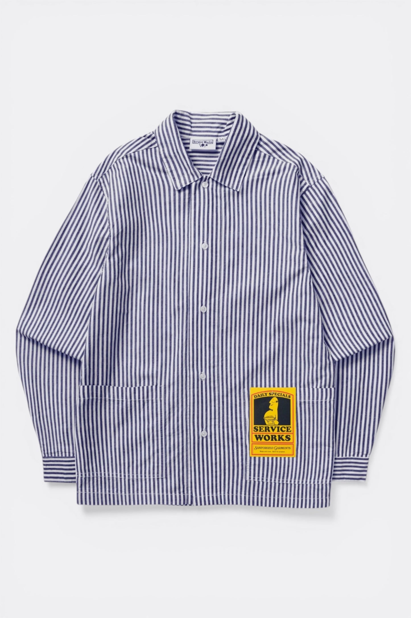 Service Works Poplin Stripe Waiter Shirt Royal | Chemise Coton Bio | Edgar Bdx