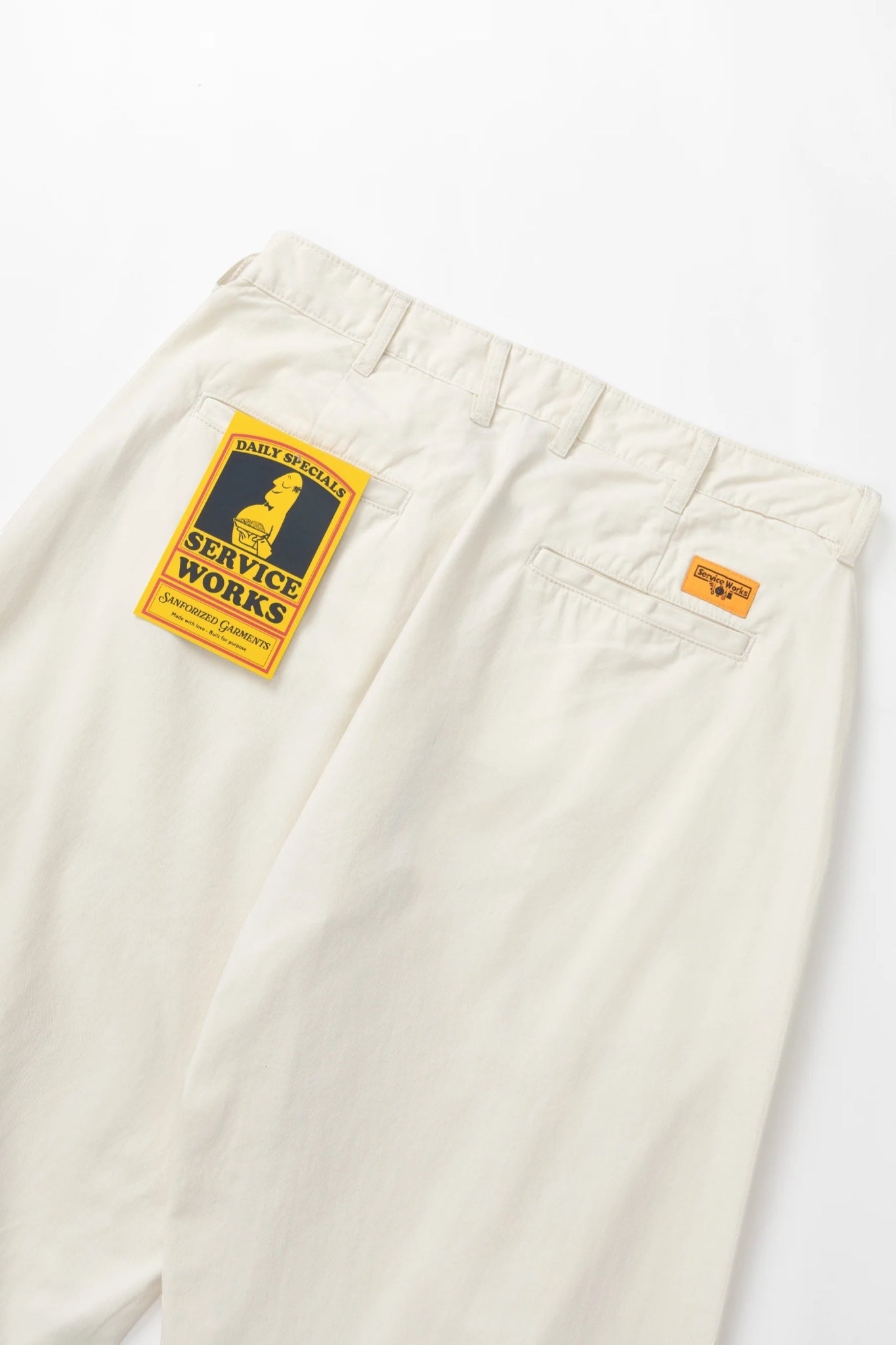 Service Works Twill Part Timer Pant Off White | Pantalon Sergé Coton Bio | Edgar Bdx