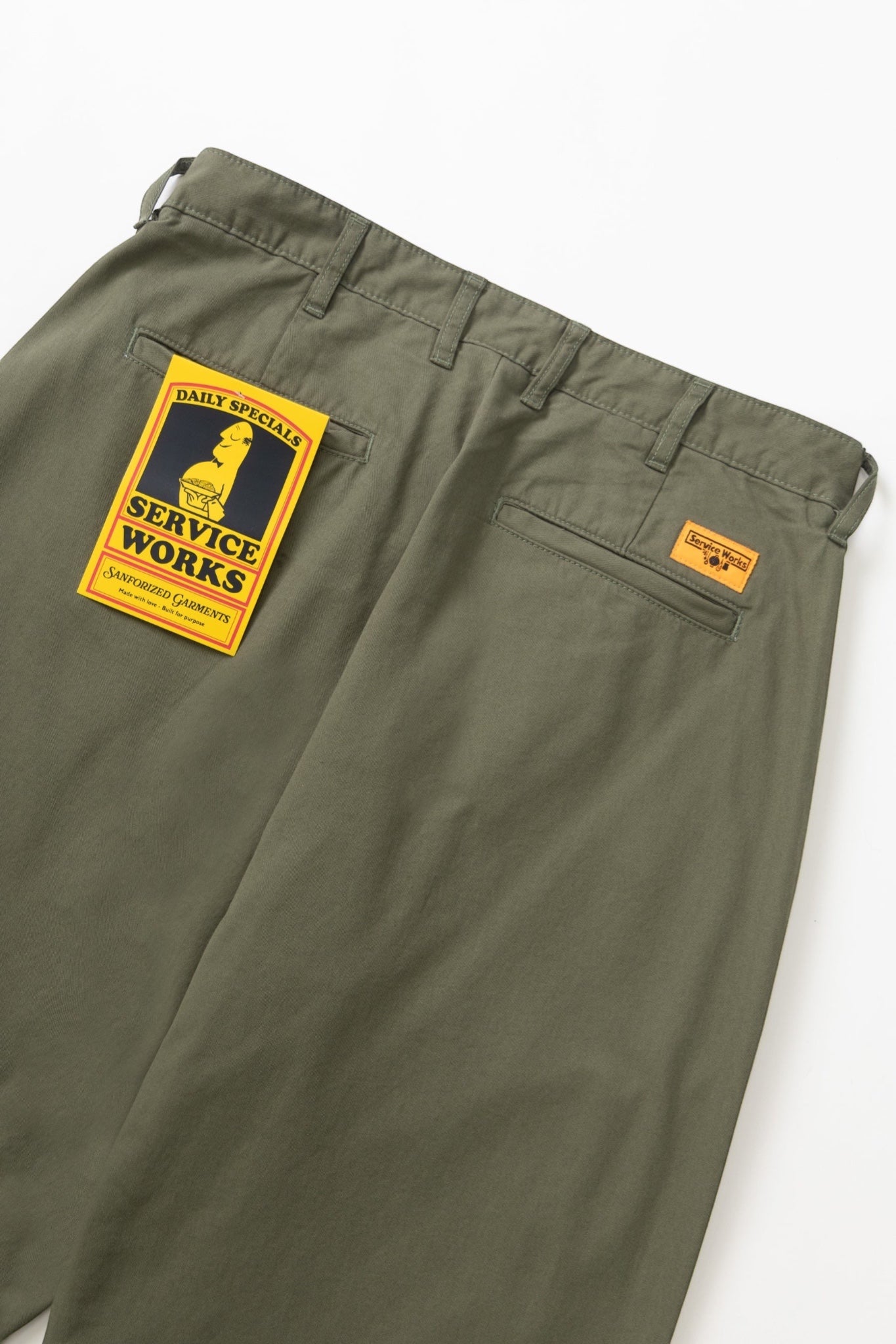Service Works Twill Part Timer Pant Olive | Pantalon Sergé Coton Bio | Edgar Bdx