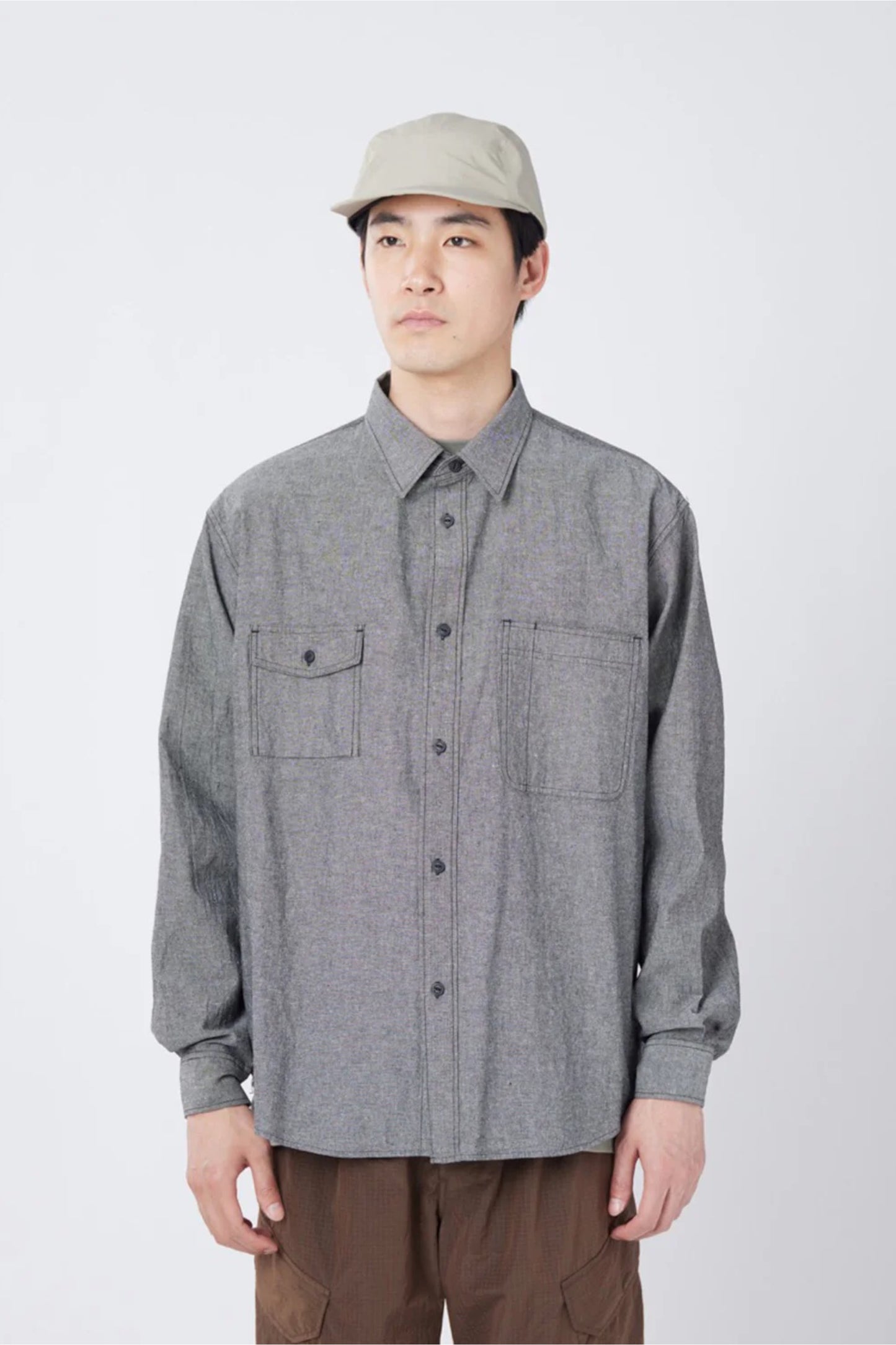 Snow Peak Chambray Work Shirt Black | Chemise Travail Coton Chambray | Edgar Bdx