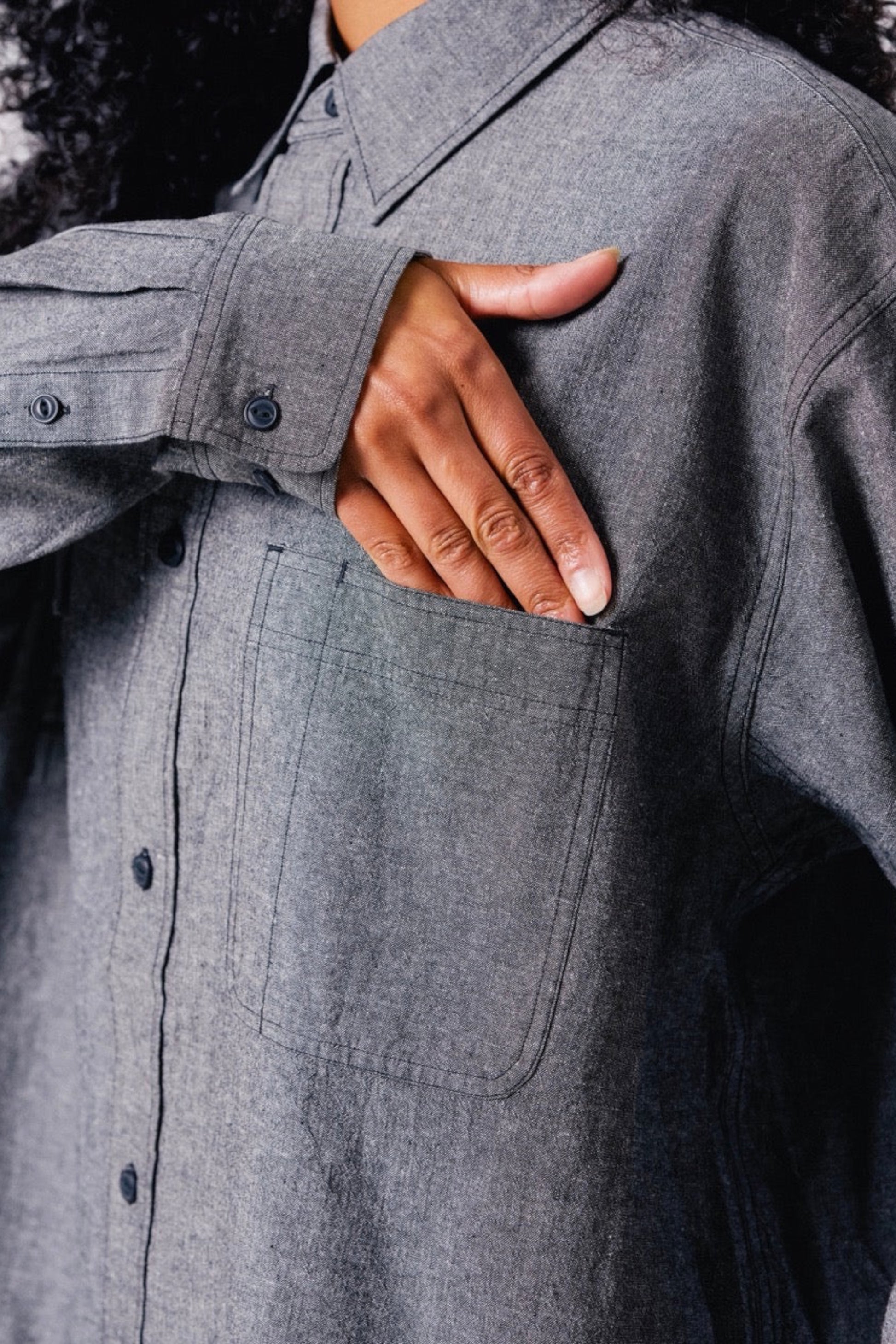 Snow Peak Chambray Work Shirt Black | Chemise Travail Coton Chambray | Edgar Bdx