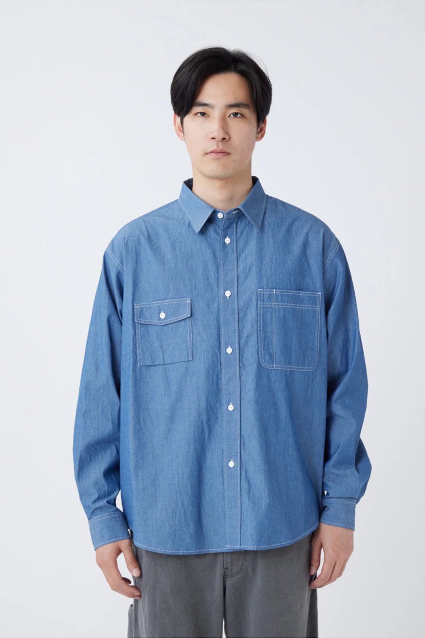 Snow Peak Chambray Work Shirt Blue | Chemise Travail Coton Chambray | Edgar Bdx