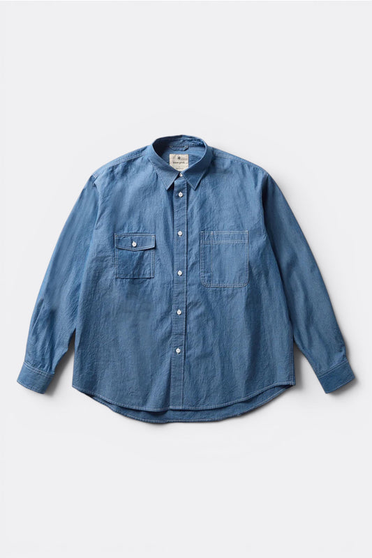 Snow Peak Chambray Work Shirt Blue | Chemise Travail Coton Chambray | Edgar Bdx