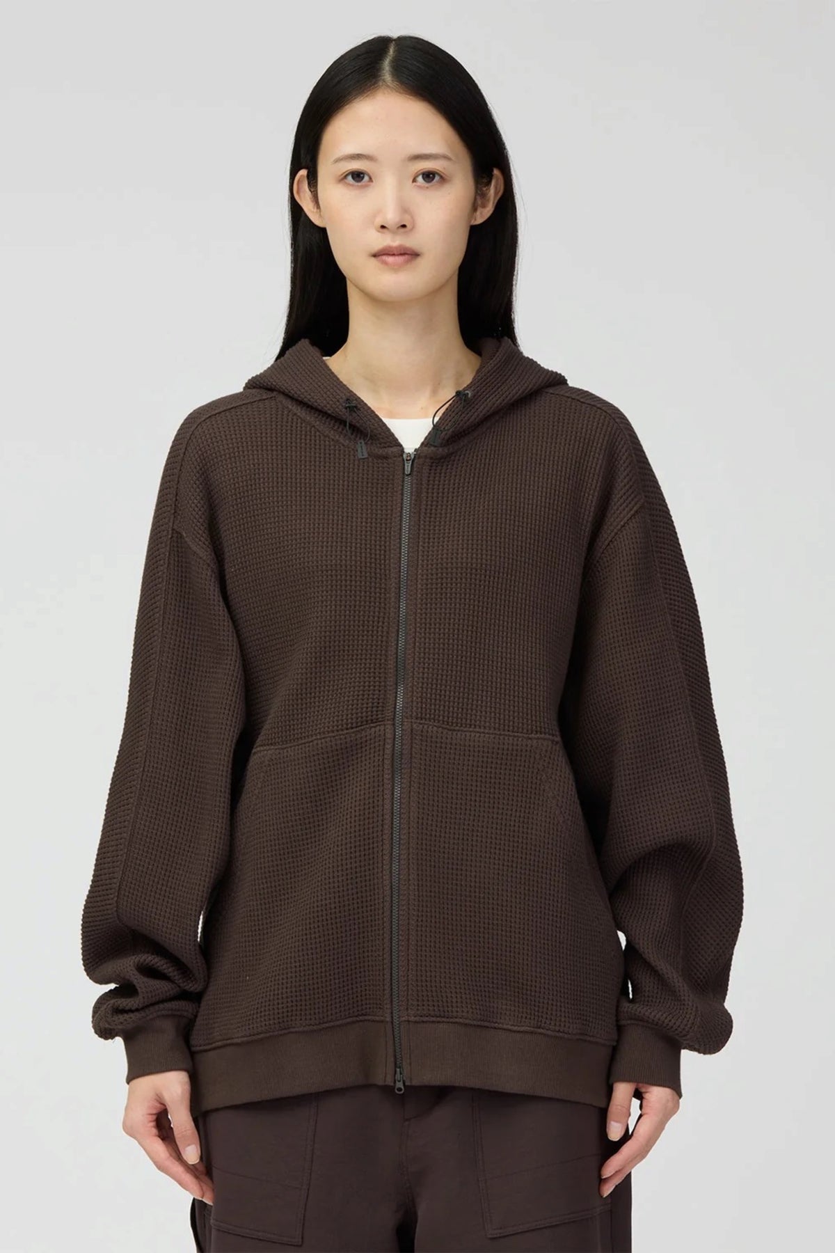 SNOW PEAK Heavyweight Waffle Zip Parka Dark Brown | Sweat | Edgar Bdx