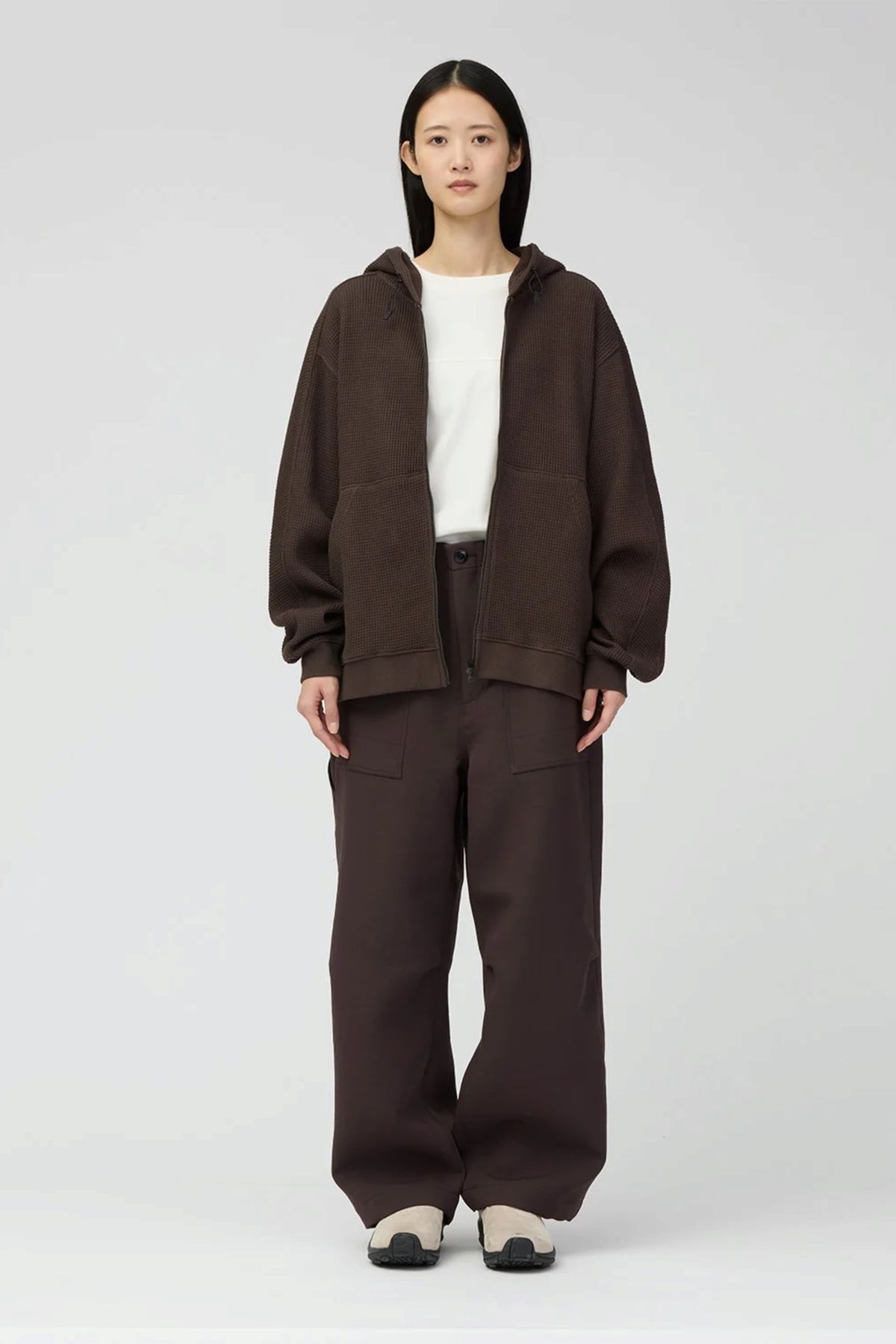 SNOW PEAK Heavyweight Waffle Zip Parka Dark Brown | Sweat | Edgar Bdx