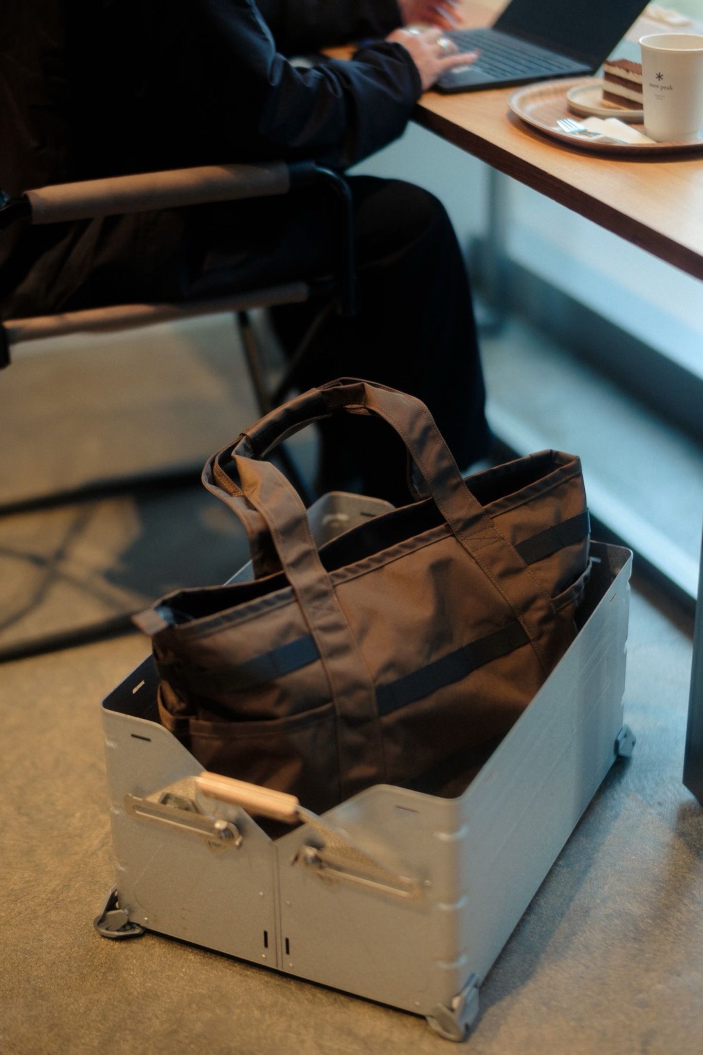 Snow Peak Recycled Cordura Tote Bag Brown | Tote Nylon Cordura Recyclé Autoportant | Edgar Bdx