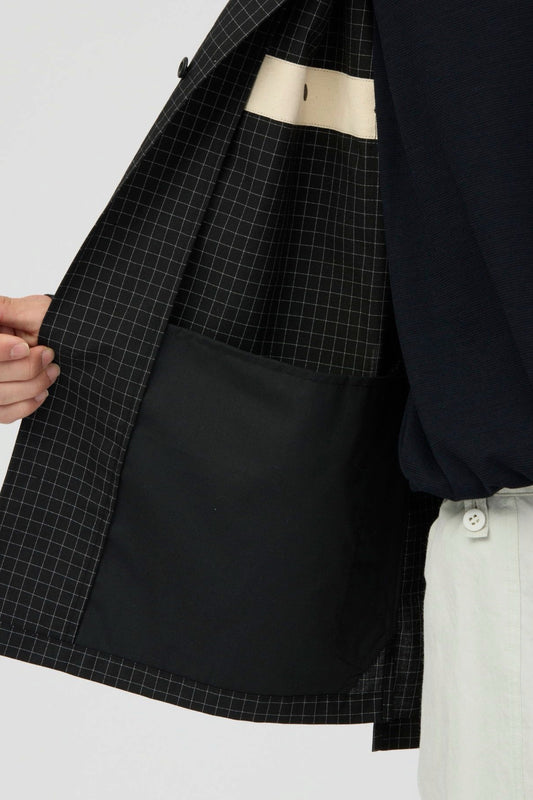 SNOW PEAK Wool Reflective Grid Shirt Black | Chemise laine | Edgar Bdx