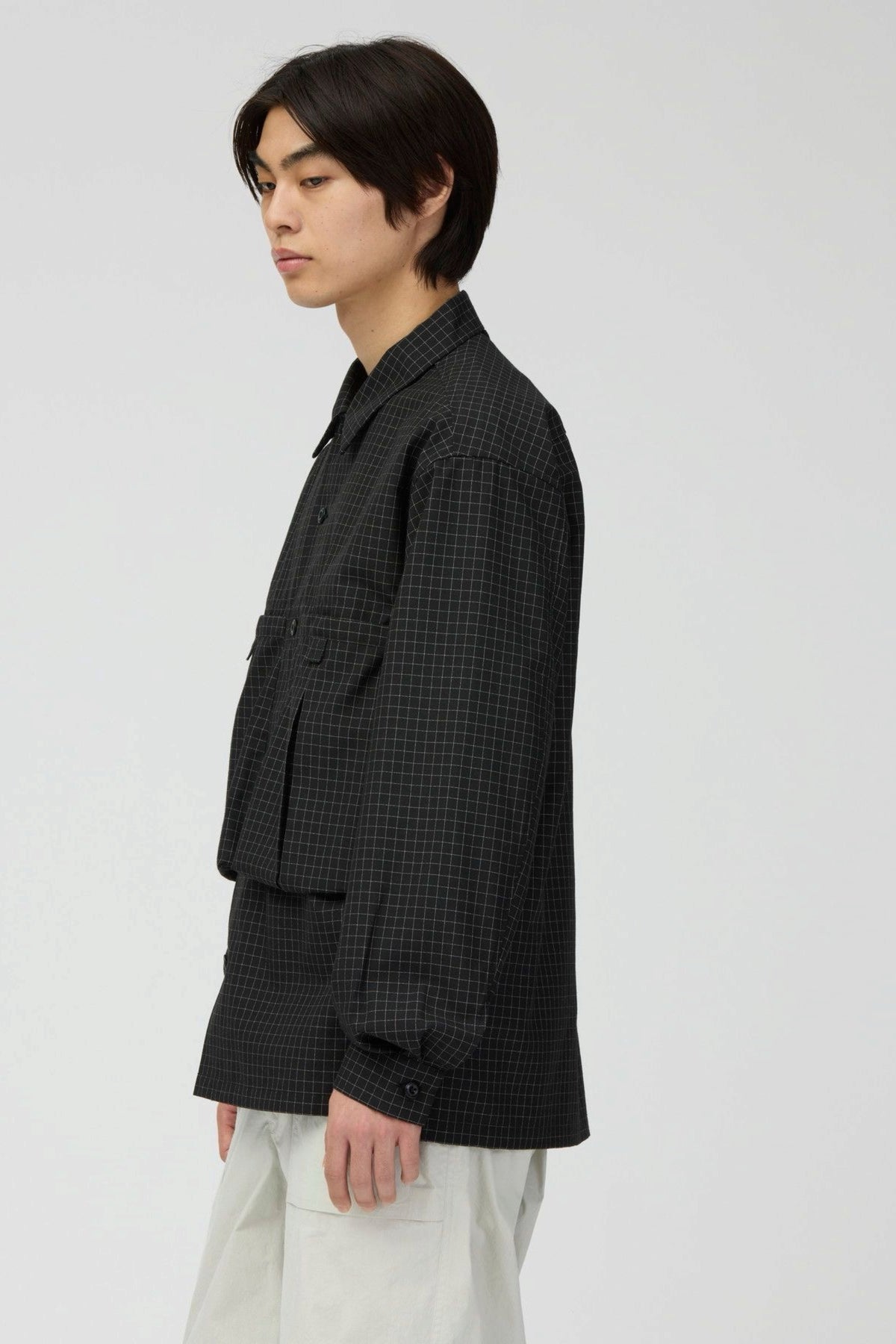SNOW PEAK Wool Reflective Grid Shirt Black | Chemise laine | Edgar Bdx