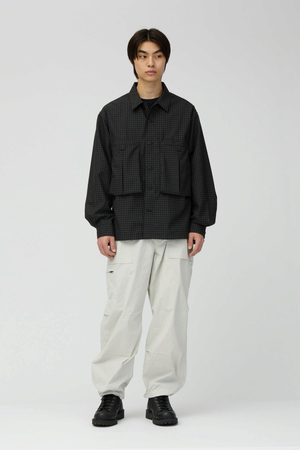 SNOW PEAK Wool Reflective Grid Shirt Black | Chemise laine | Edgar Bdx