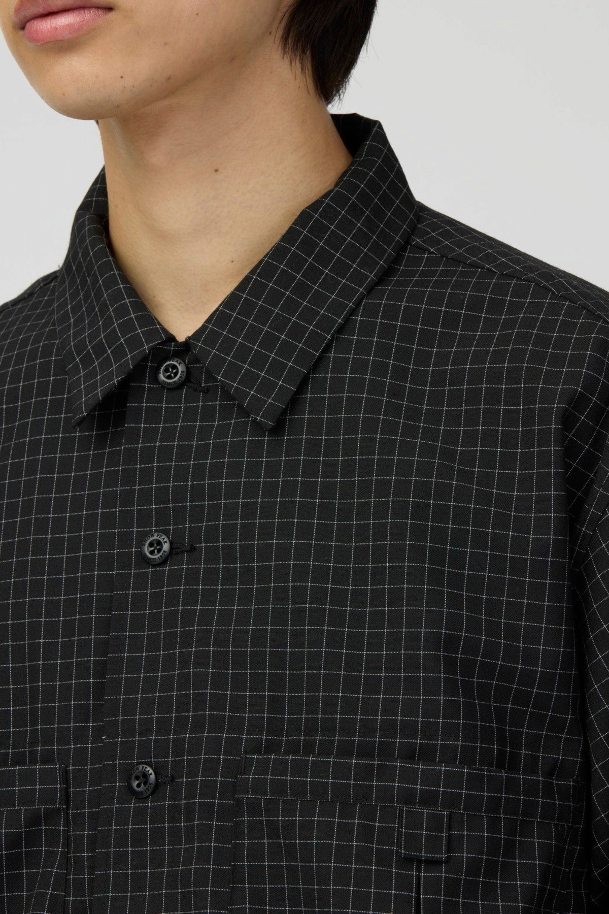 SNOW PEAK Wool Reflective Grid Shirt Black | Chemise laine | Edgar Bdx