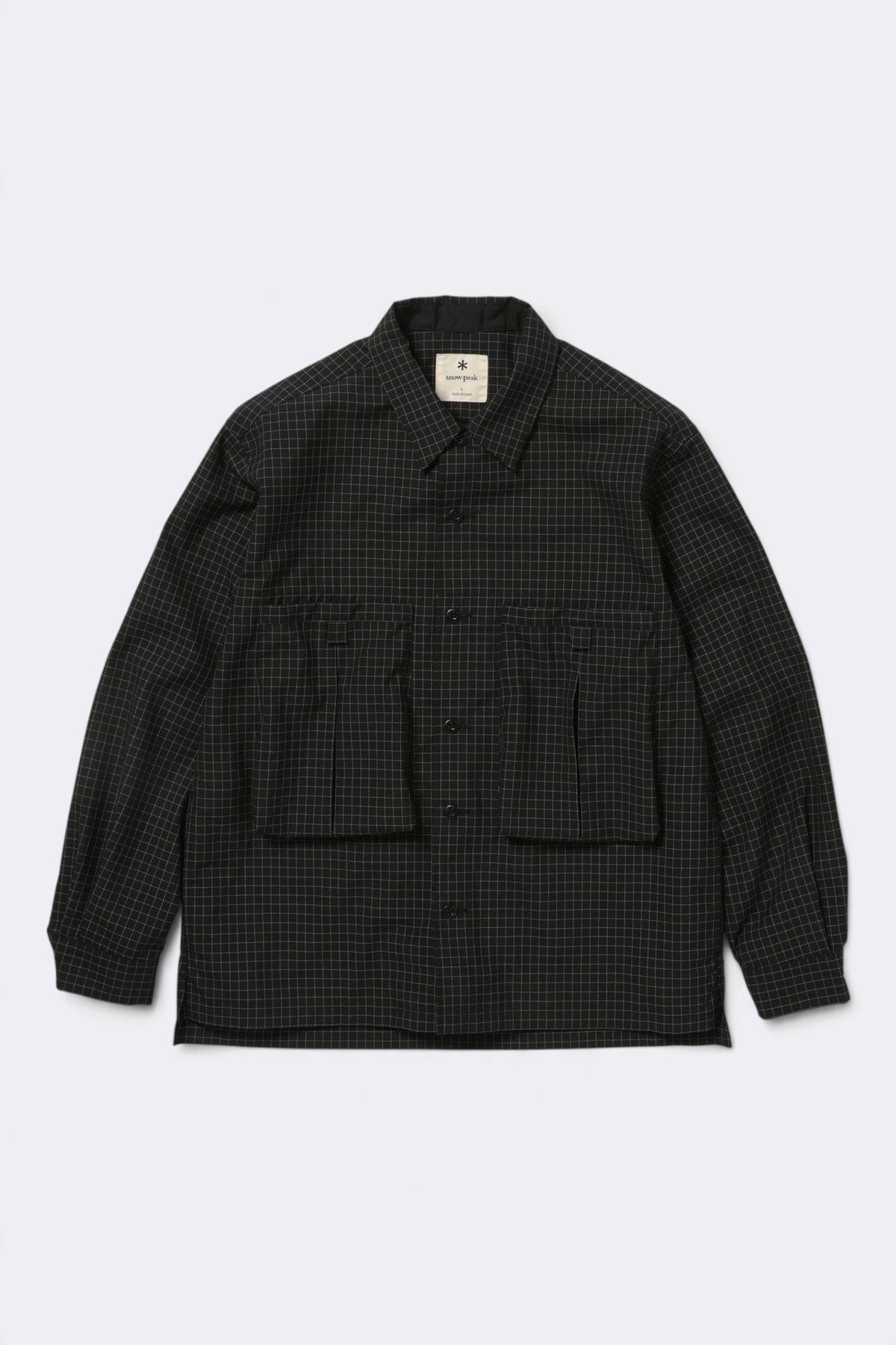 SNOW PEAK Wool Reflective Grid Shirt Black | Chemise laine | Edgar Bdx