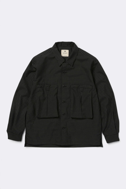SNOW PEAK Wool Reflective Grid Shirt Black | Chemise laine | Edgar Bdx