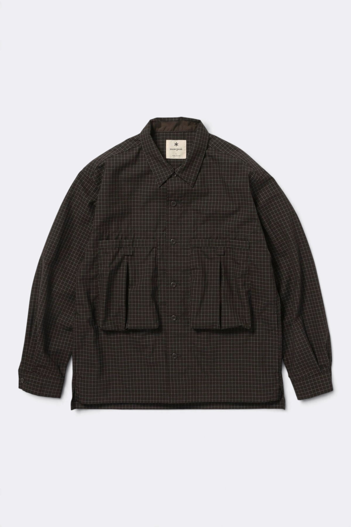 SNOW PEAK Wool Reflective Grid Shirt Dark Brown | Chemise | Edgar Bdx