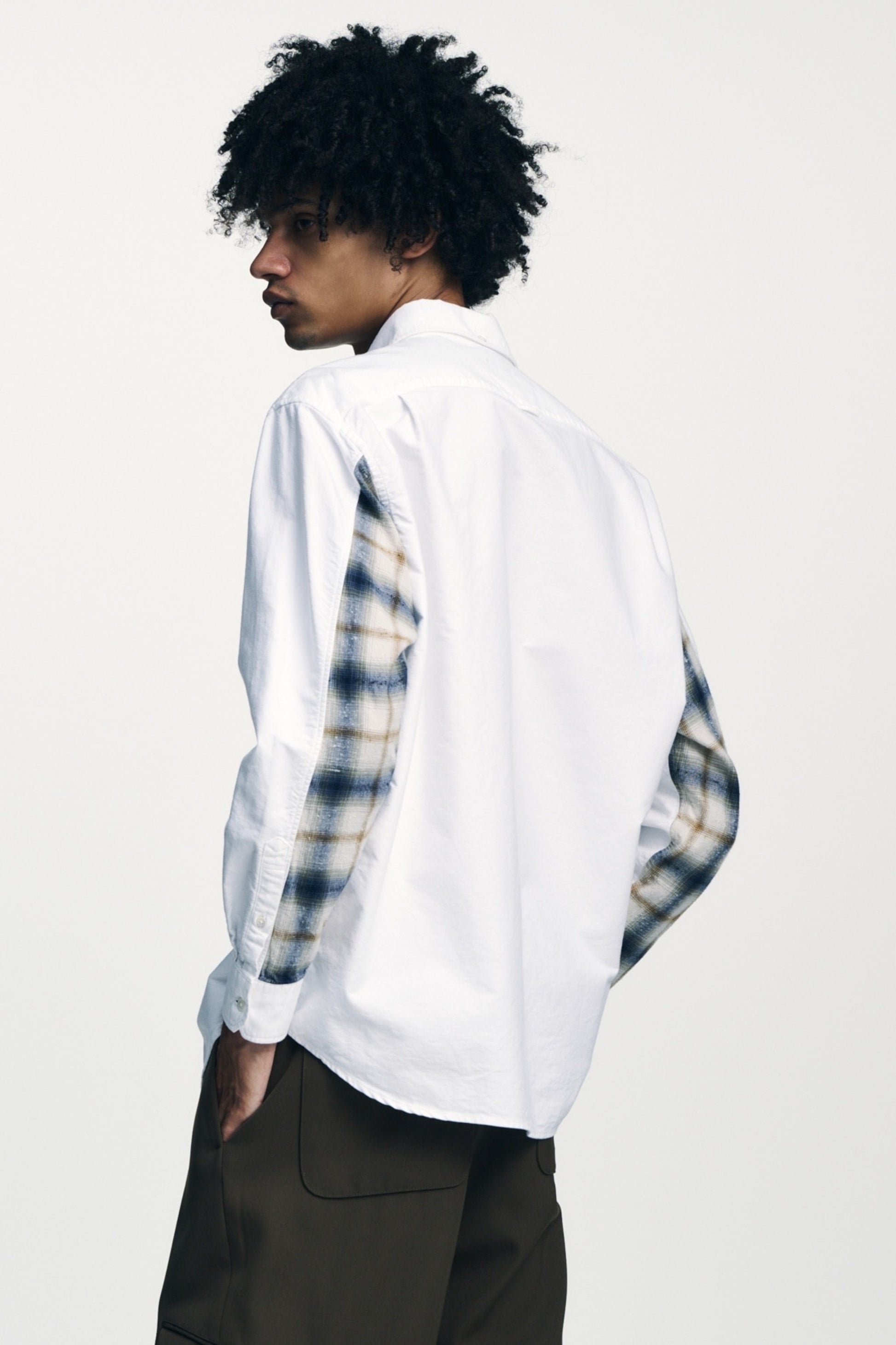 Sophnet Check Paneled B.D Shirt Navy | Chemise Coton Oxford Japon | Edgar Bdx