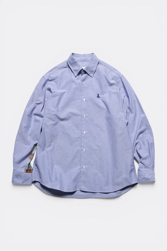Sophnet Check Paneled B.D Shirt Navy | Chemise Coton Oxford Japon | Edgar Bdx