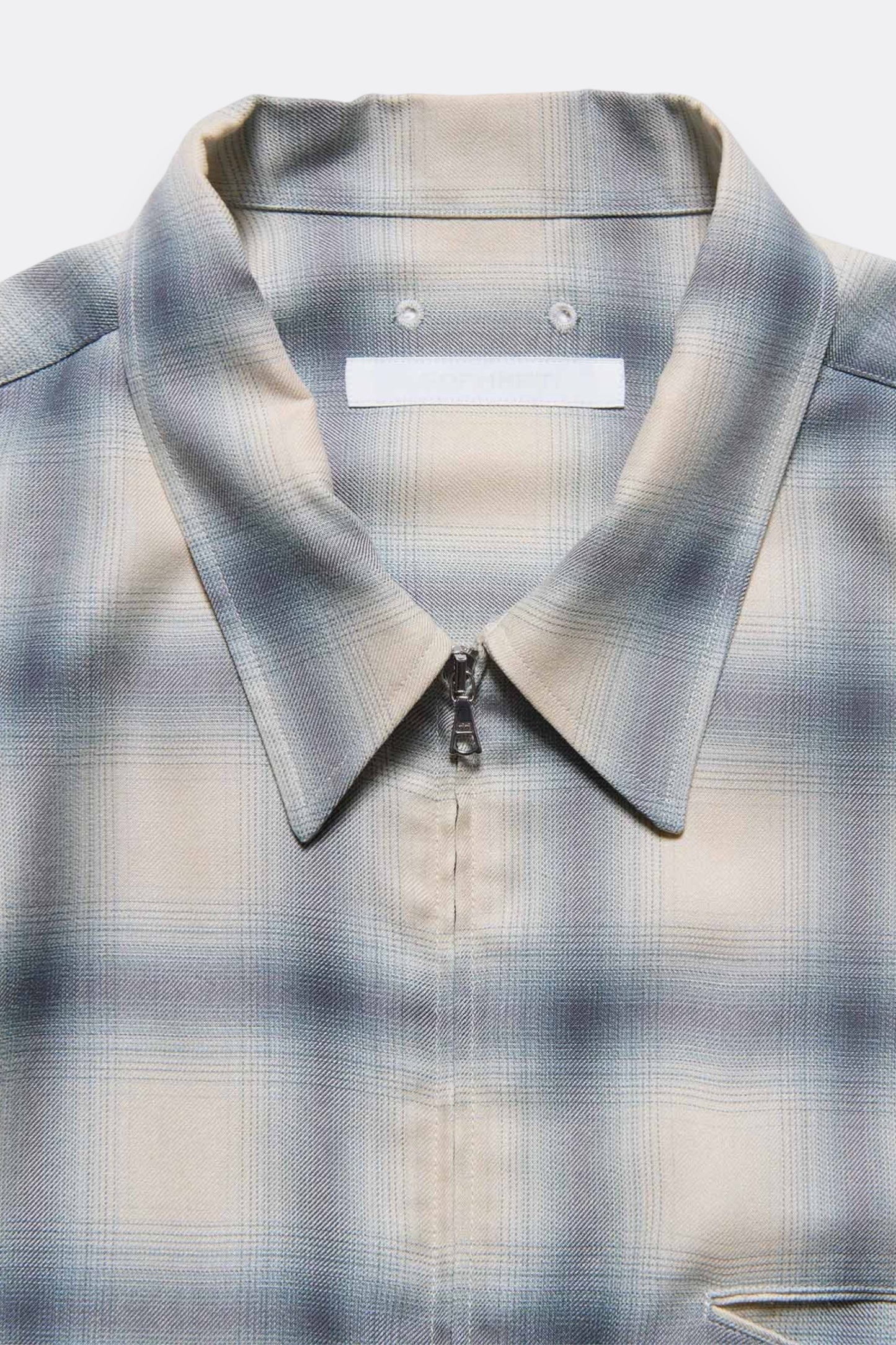 Sophnet Drape Zip-Up Shirt Off White Check | Chemise Rayon Japon | Edgar Bdx