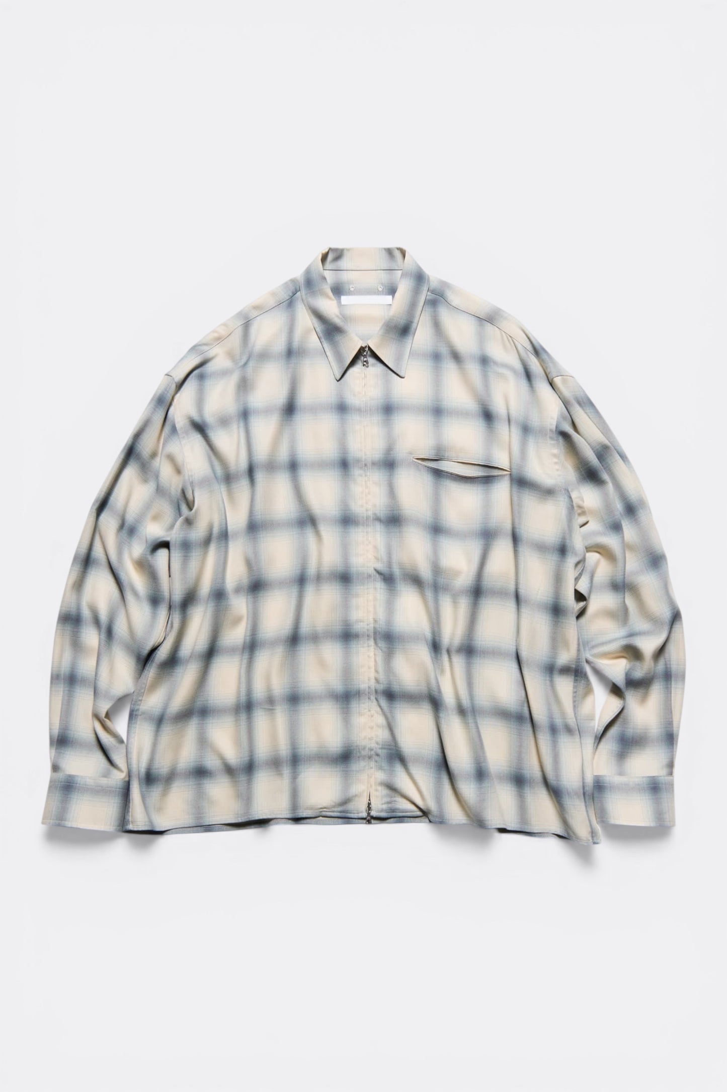 Sophnet Drape Zip-Up Shirt Off White Check | Chemise Rayon Japon | Edgar Bdx