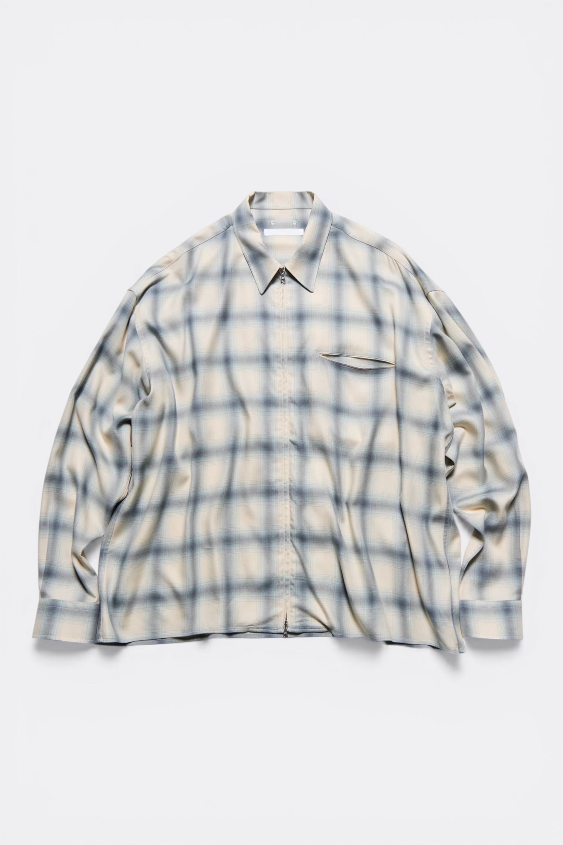 Sophnet Drape Zip-Up Shirt Off White Check | Chemise Rayon Japon | Edgar Bdx