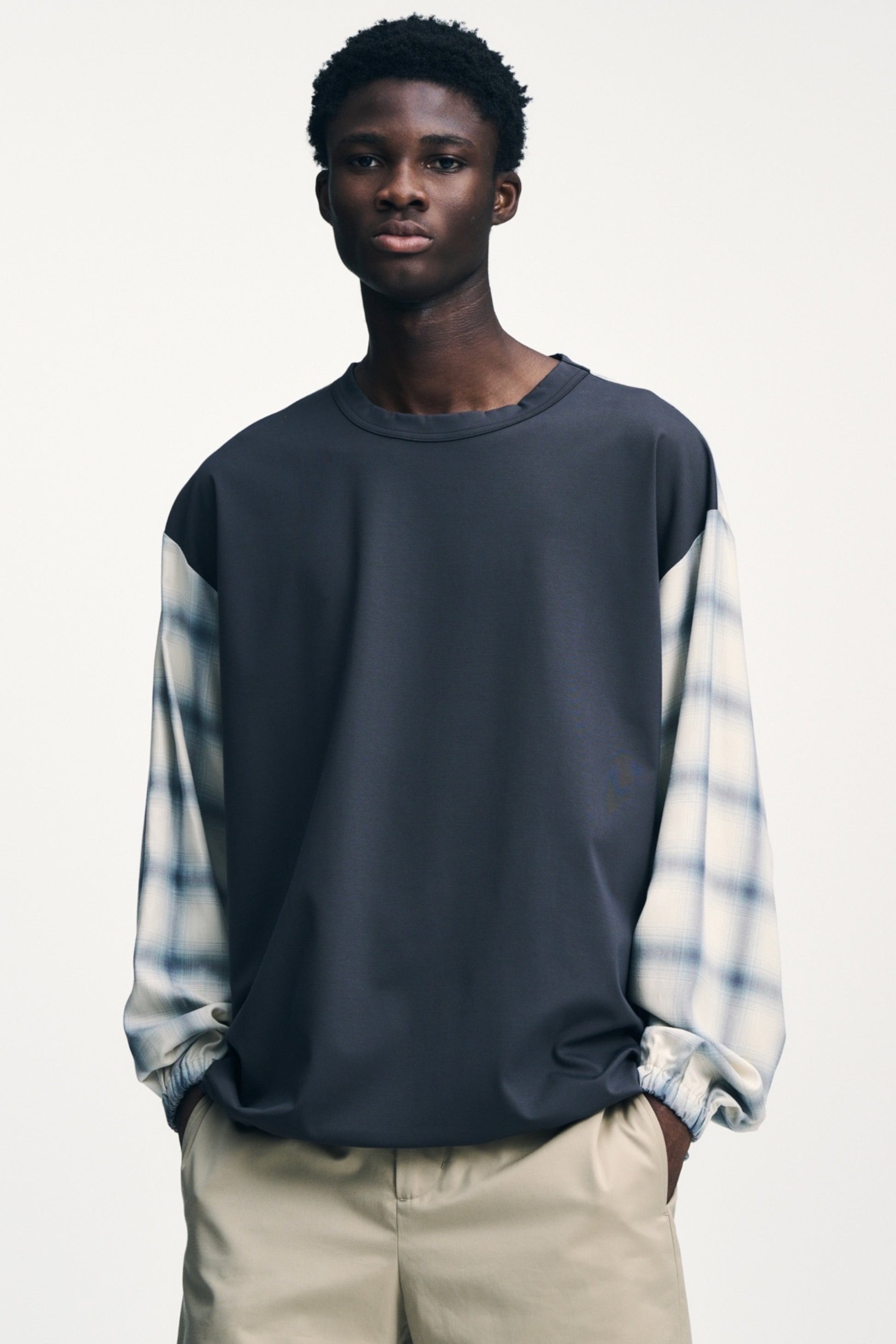 Sophnet Fabric-Mix L/S Top Black | Haut Lyocell Fabric-Mix Japon | Edgar Bdx
