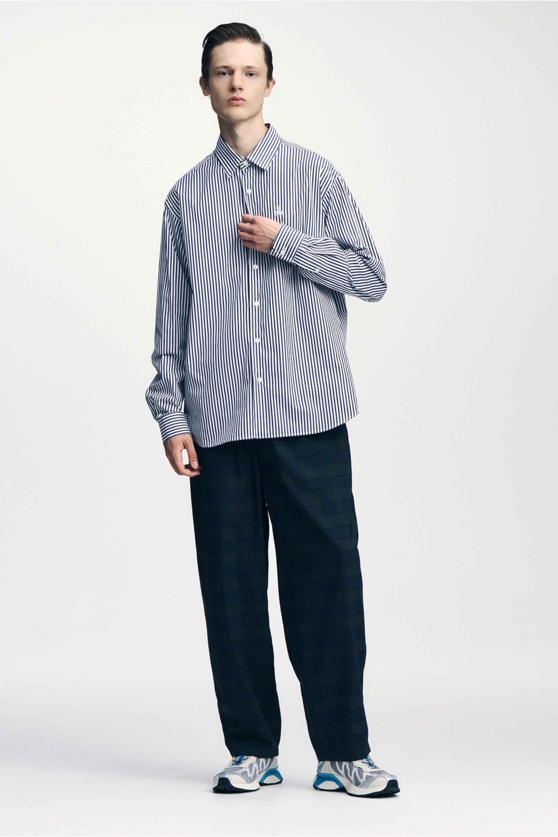 Sophnet Suvin Giza Relax-Fit Shirt Navy Stripe | Chemise Coton Rare | Edgar Bdx