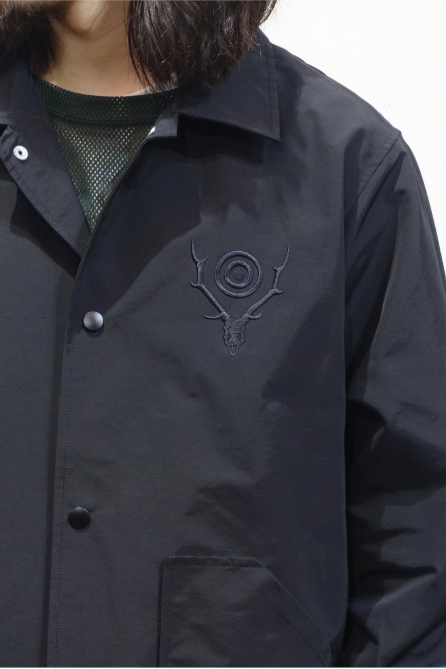 South2 West8 Coach Jacket C/N Grosgrain Black | Veste Coton Nylon | Edgar Bdx