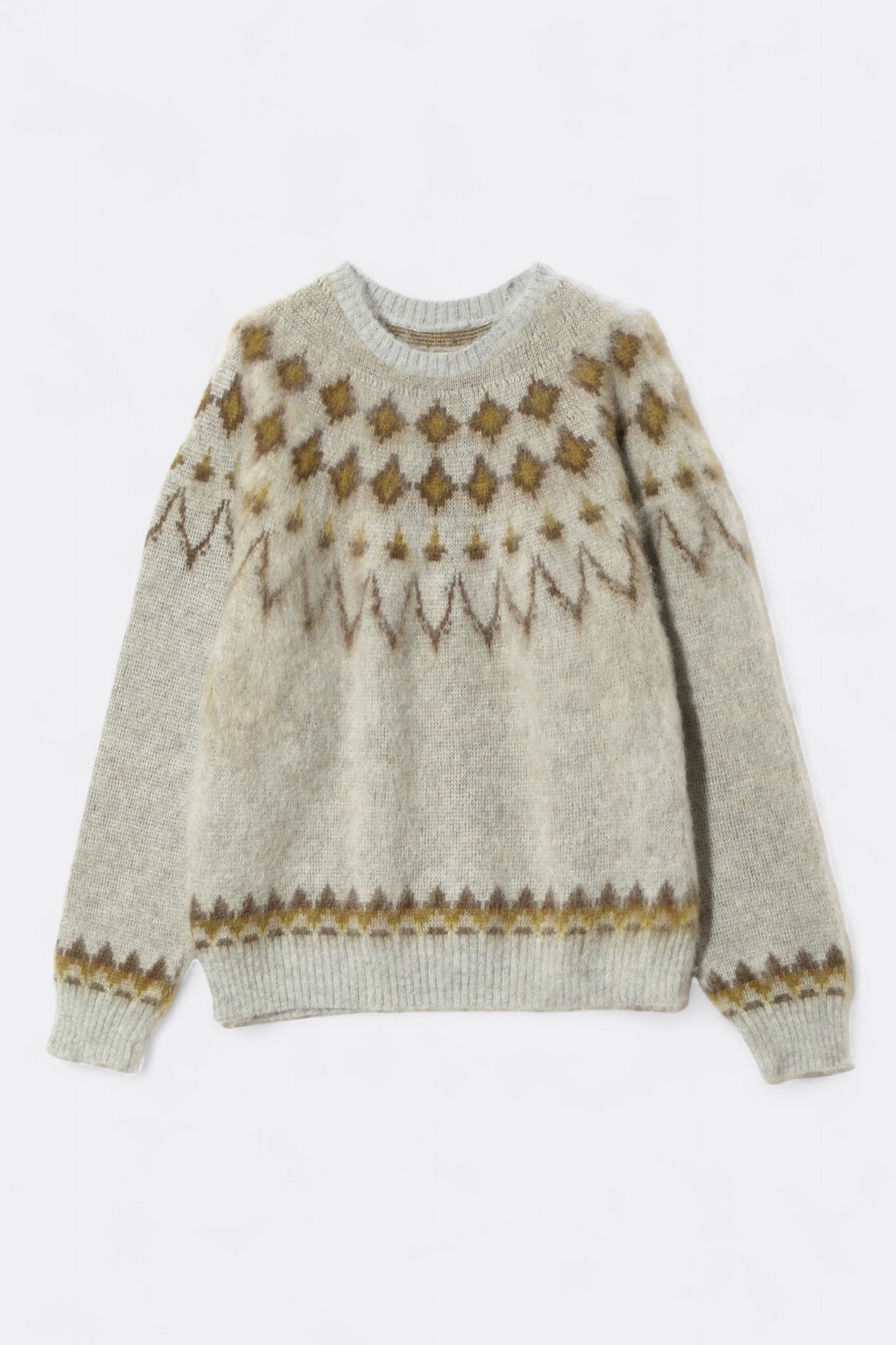 South2 West8 - Mohair Crew Neck Sweater Nordic Skull (Ice Grey)