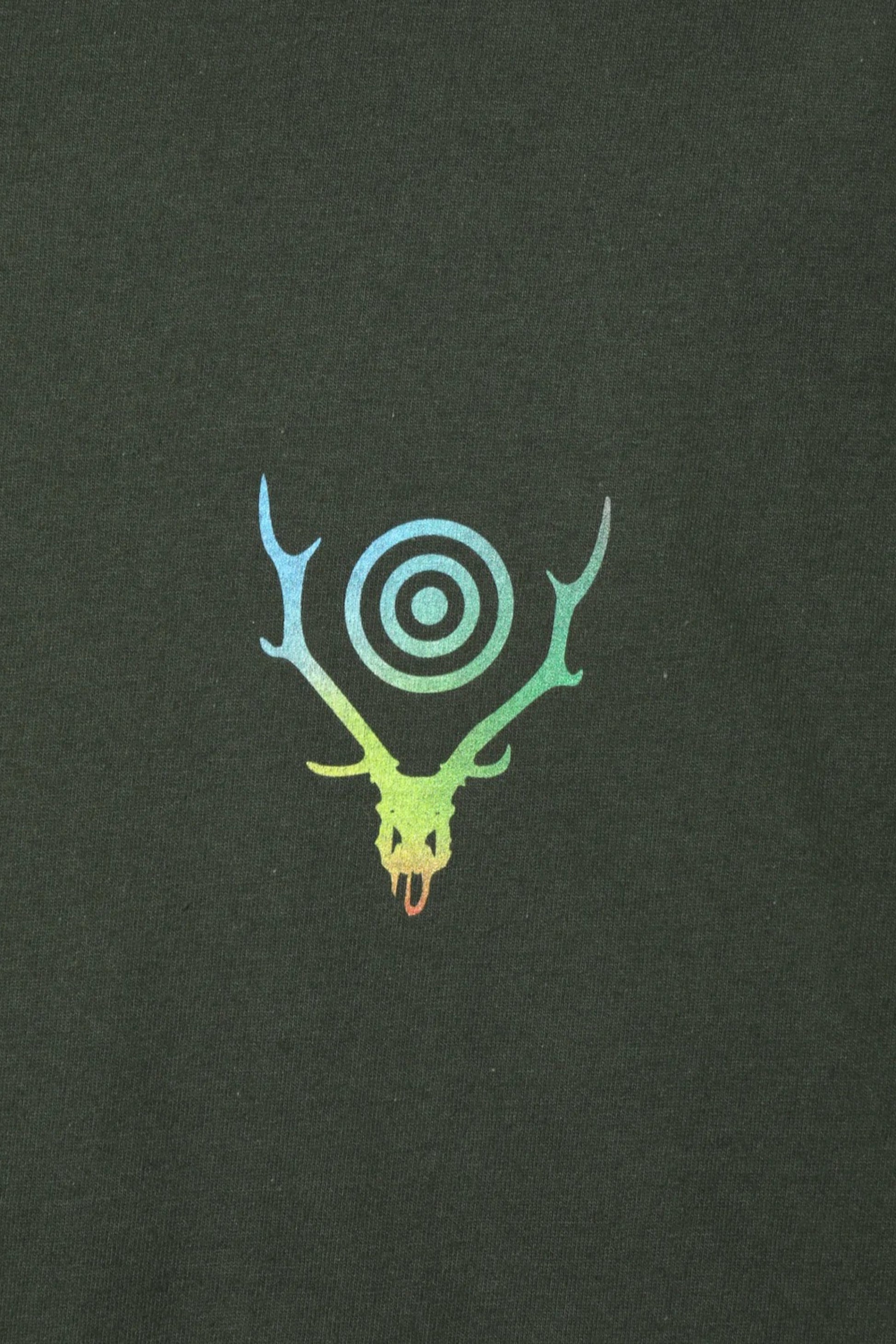 South2 West8 S/S Crew Neck Tee Skull Target Gradation Dk Green | Edgar Bdx