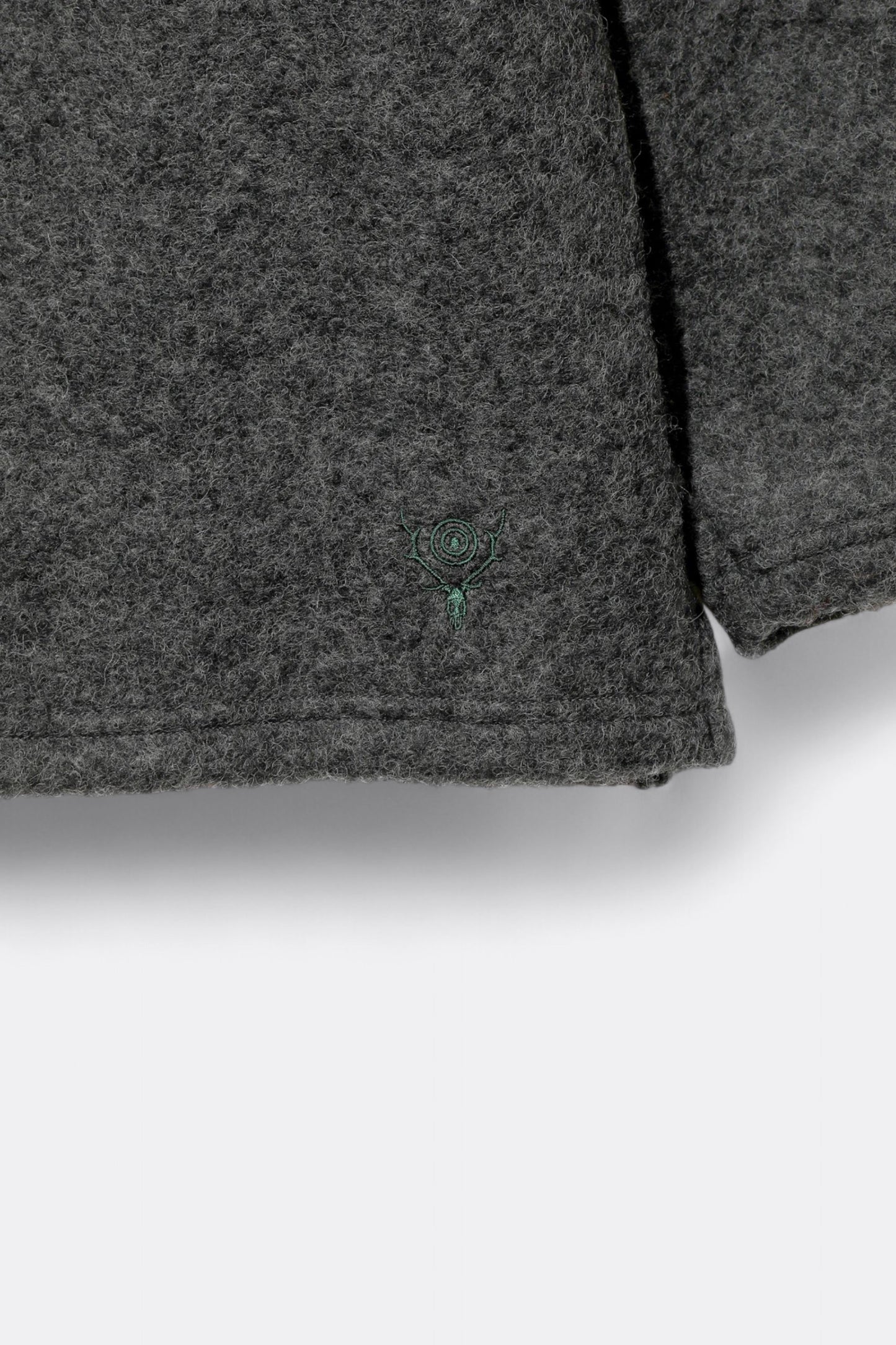 South2 West8 - S.S. V Neck Cardigan Boiled Jersey (Charcoal)