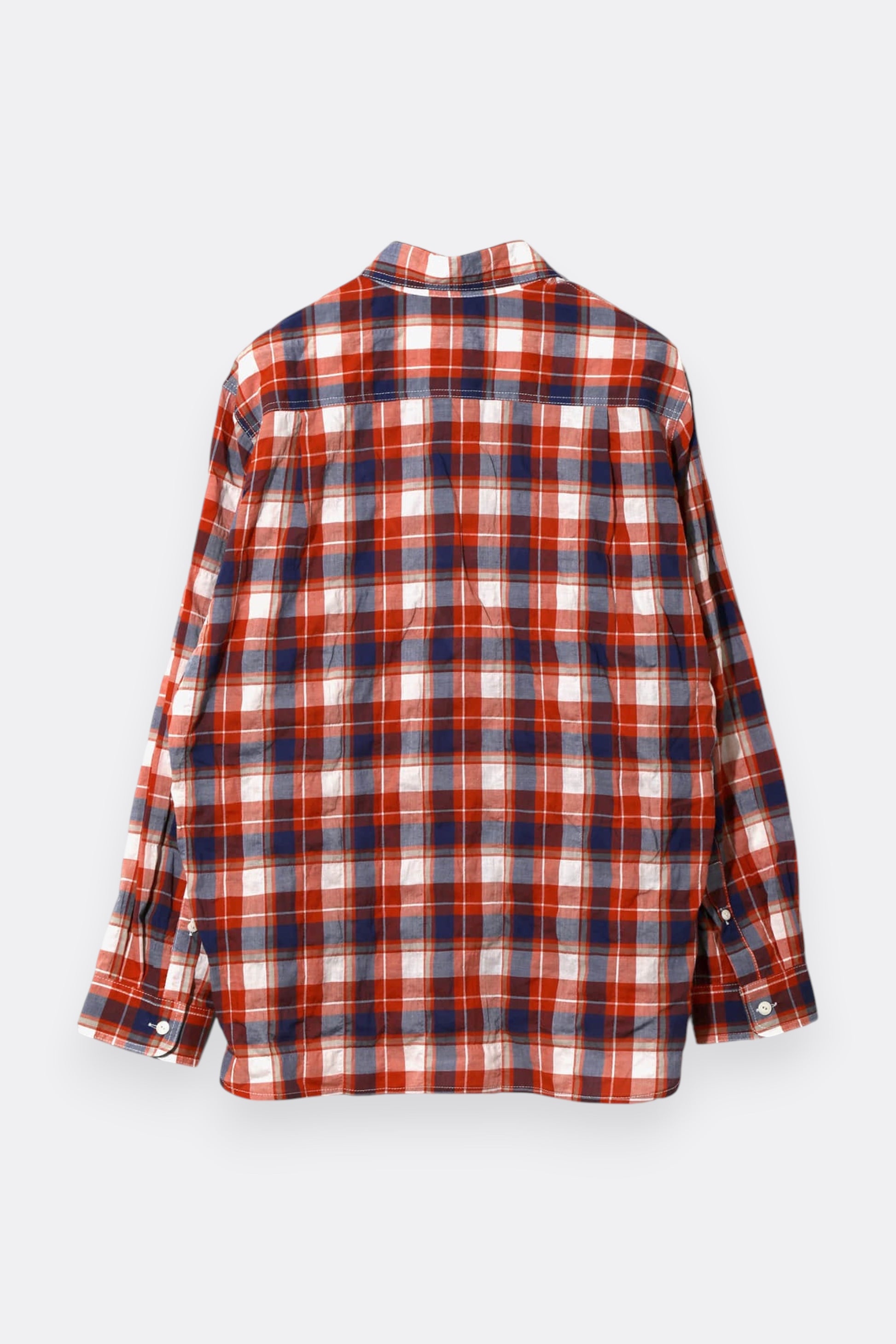 South2 West8 Work Shirt Cotton Lawn Shirring Plaid Orange | Chemise | Edgar Bdx