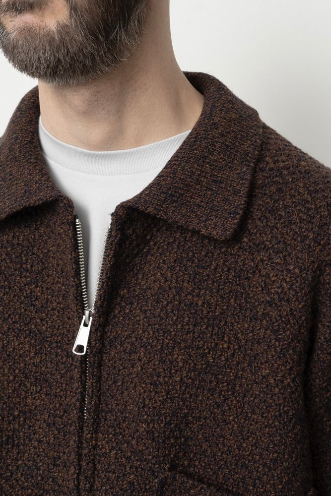 Still By Hand - 5G Knitted Blouson (Melange Brown)