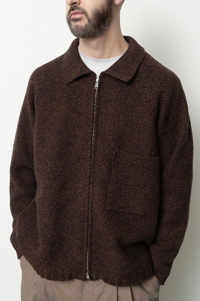 Still By Hand - 5G Knitted Blouson (Melange Brown)