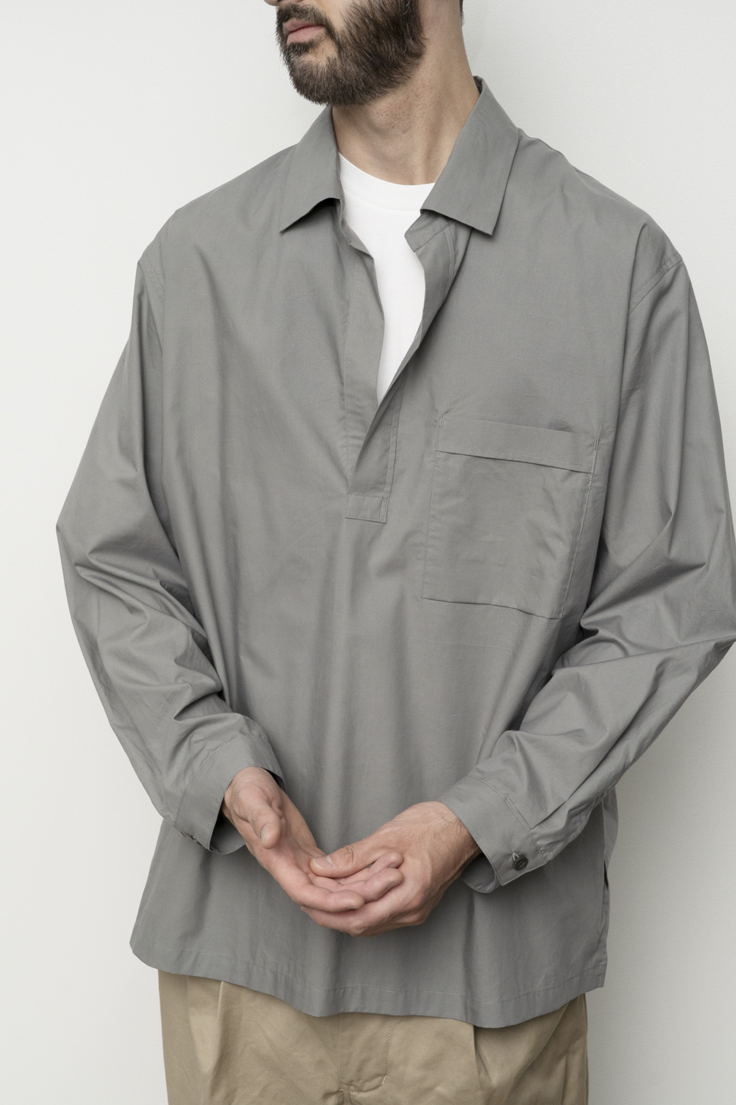 Still By Hand - Surchemise Sans Boutons (Mocha Beige) | Chemise Japonaise