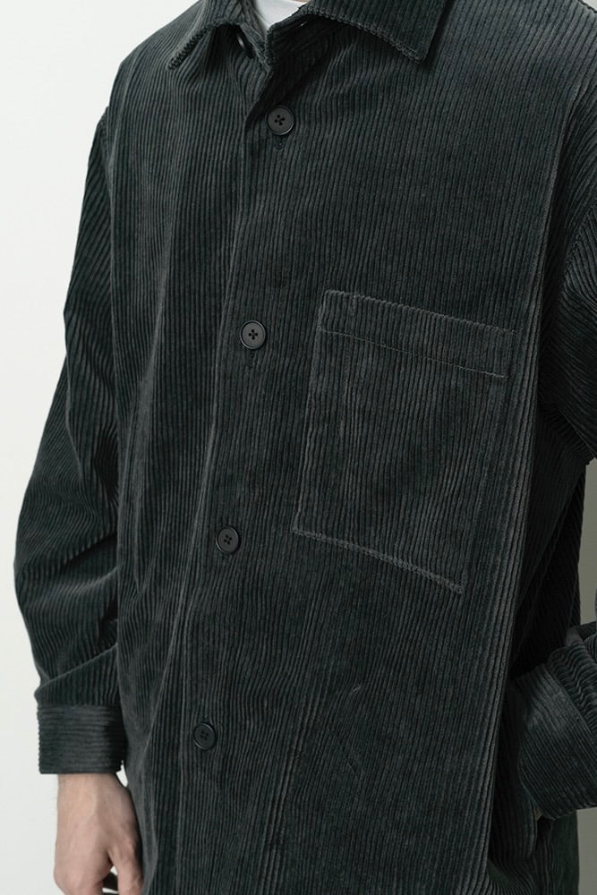 Still By Hand - Corduroy Shirt Jacket (Blue Charcoal)