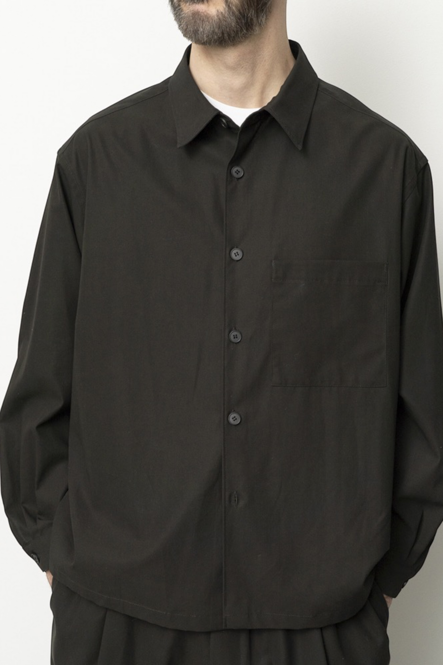 STILL BY HAND Cotton Twill Shirt Jacket Ink Black | Veste-Chemise Coton Japonais | Edgar Bdx