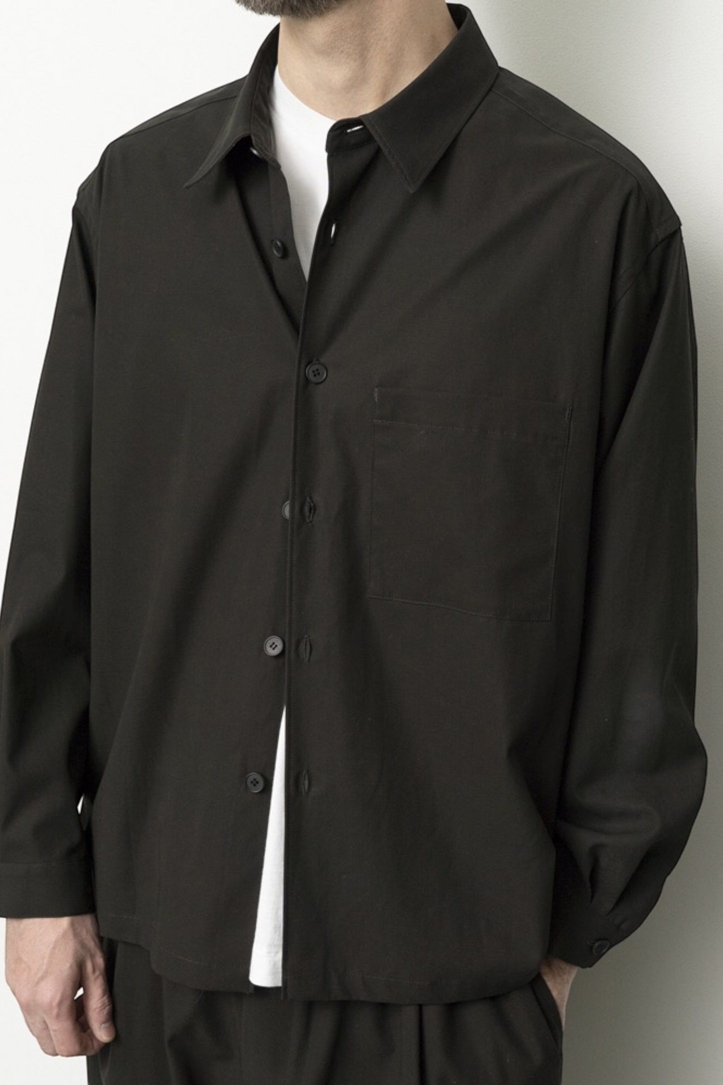 STILL BY HAND Cotton Twill Shirt Jacket Ink Black | Veste-Chemise Coton Japonais | Edgar Bdx