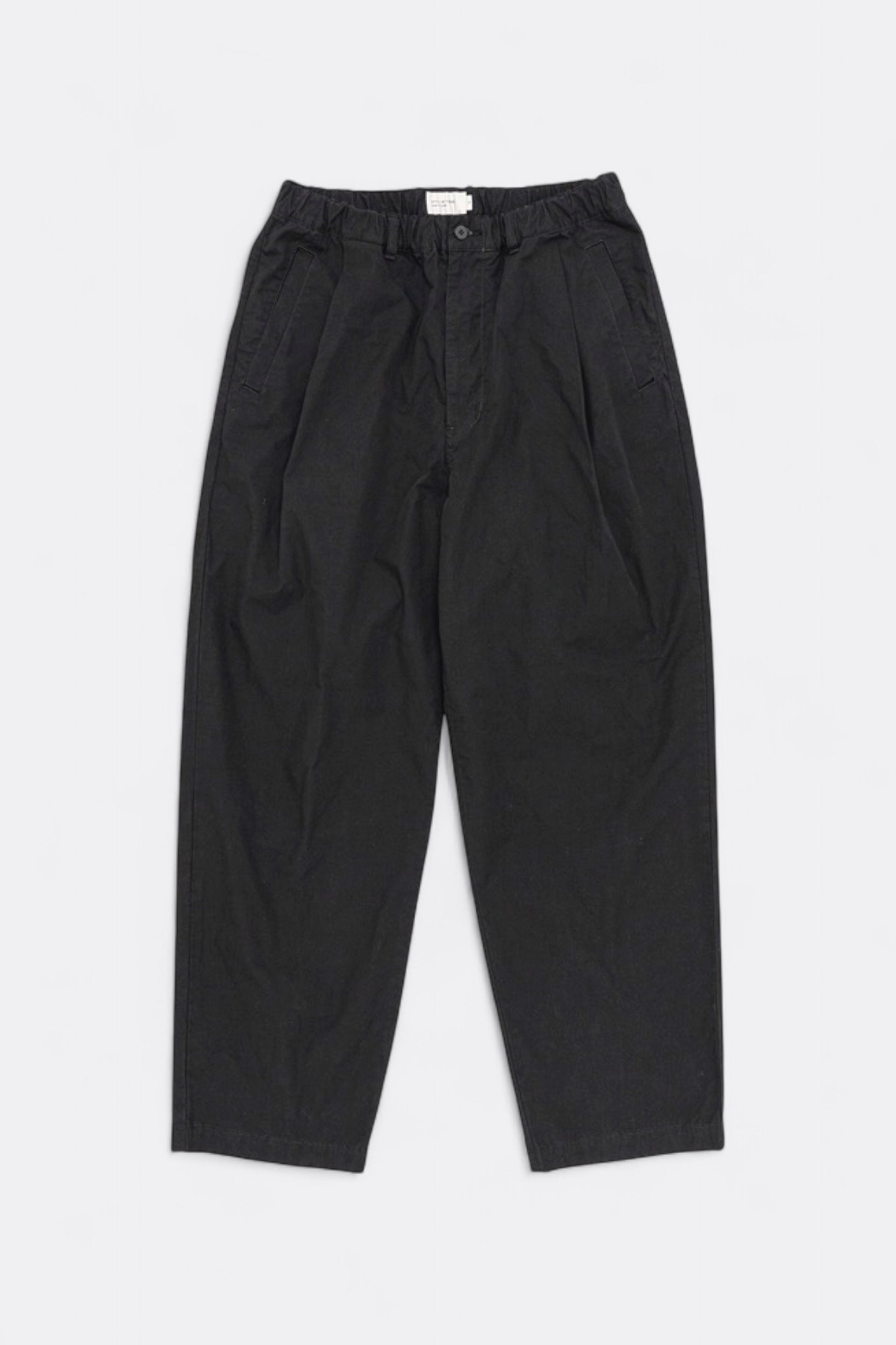 Still By Hand - Garment-Dye Deep Tuck Pants (Ink Black)
