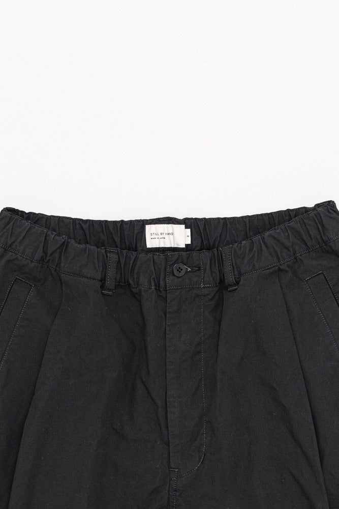 Still By Hand - Garment-Dye Deep Tuck Pants (Ink Black)