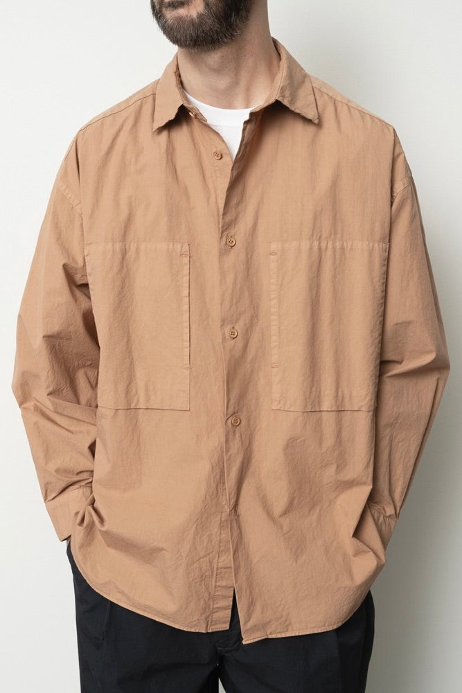 Still By Hand - Garment-Dye Over Shirt (Pale Orange)