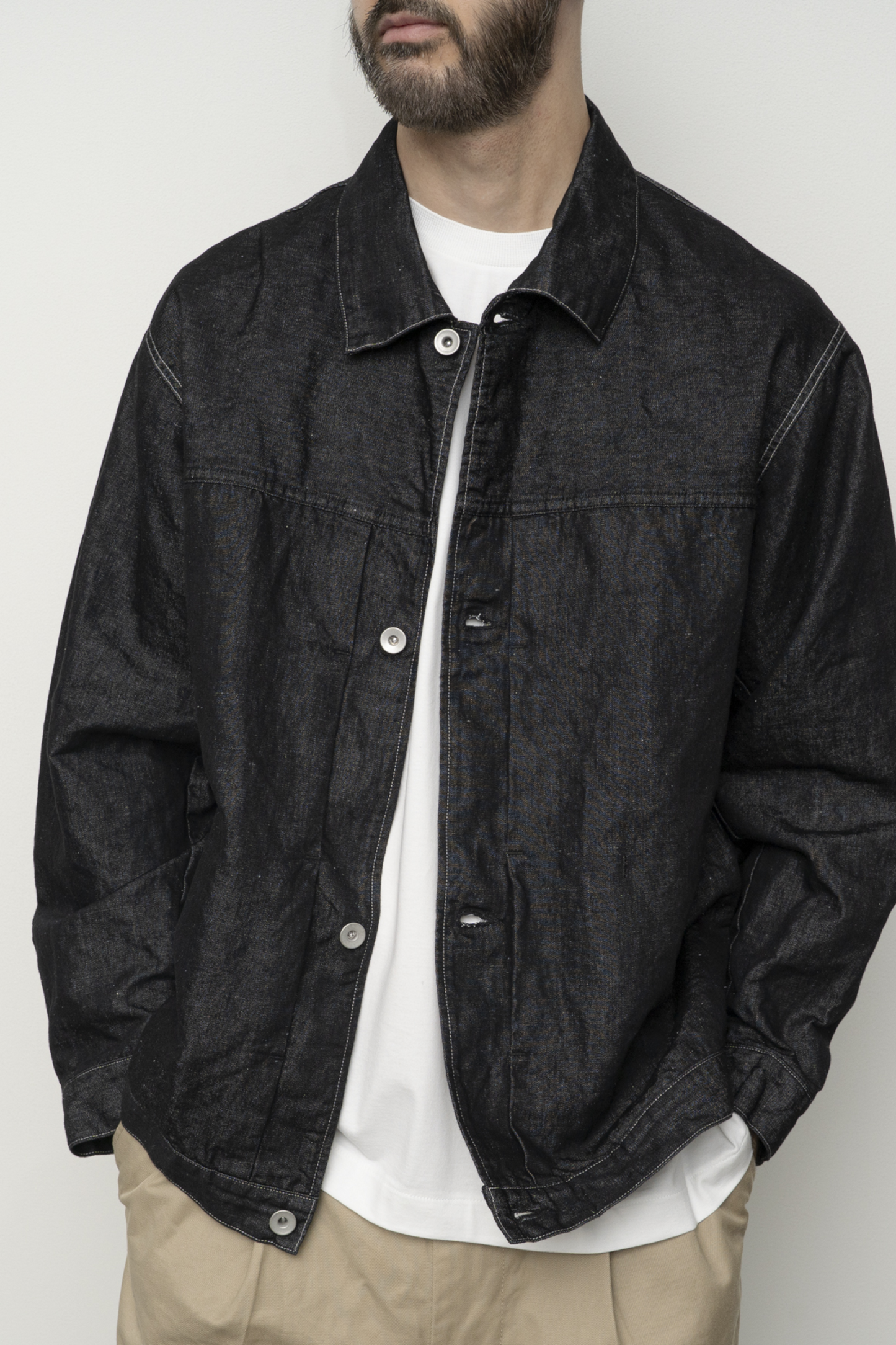 Still By Hand - Blouson Denim Chanvre Coton (Black) | Veste Japonaise