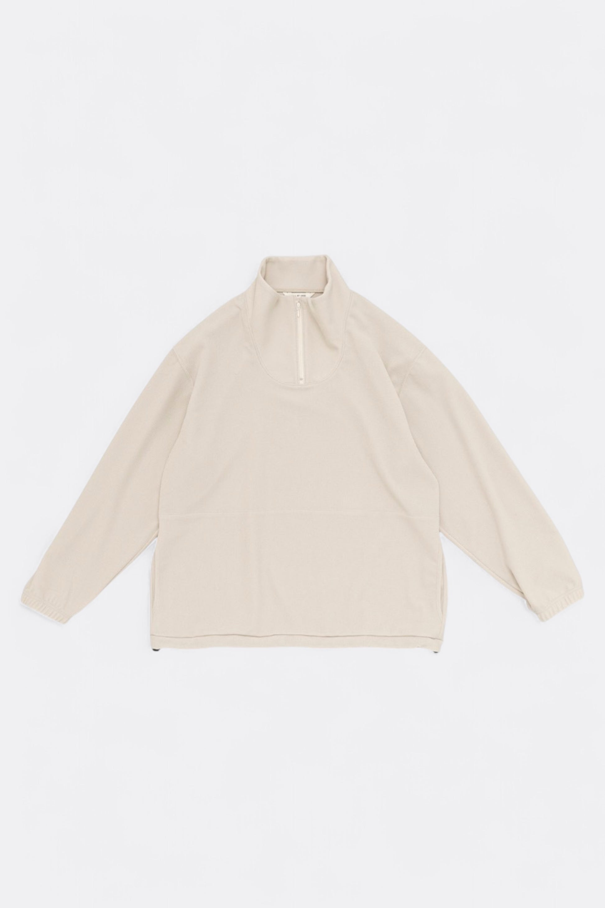 Still By Hand - High Neck Zip Up Jumper (Light Beige)