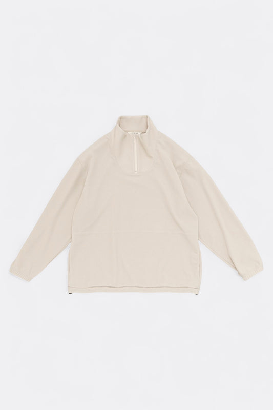 Still By Hand - High Neck Zip Up Jumper (Light Beige)