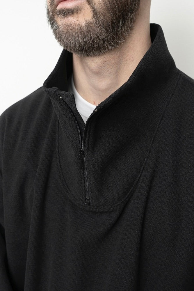 Still By Hand - High Neck Zip Up Jumper (Light Beige)