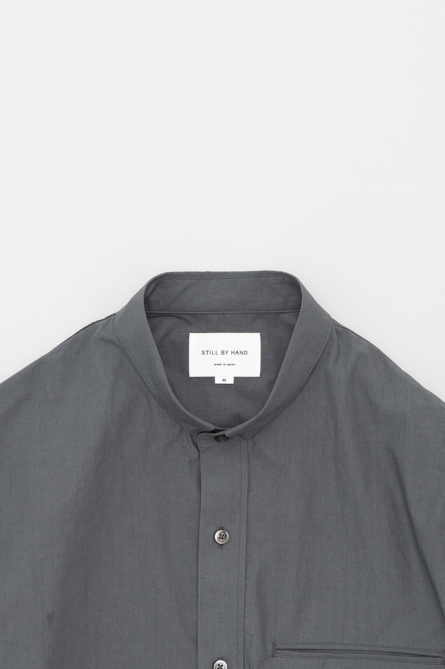 Chemise Lin Coton Blue Grey Still By Hand - Col Étroit Japonais Premium