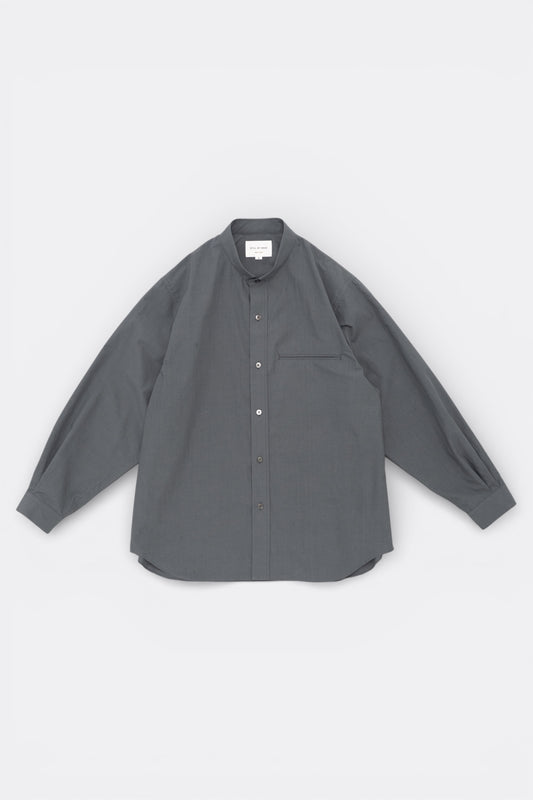 Chemise Lin Coton Blue Grey Still By Hand - Col Étroit Japonais Premium