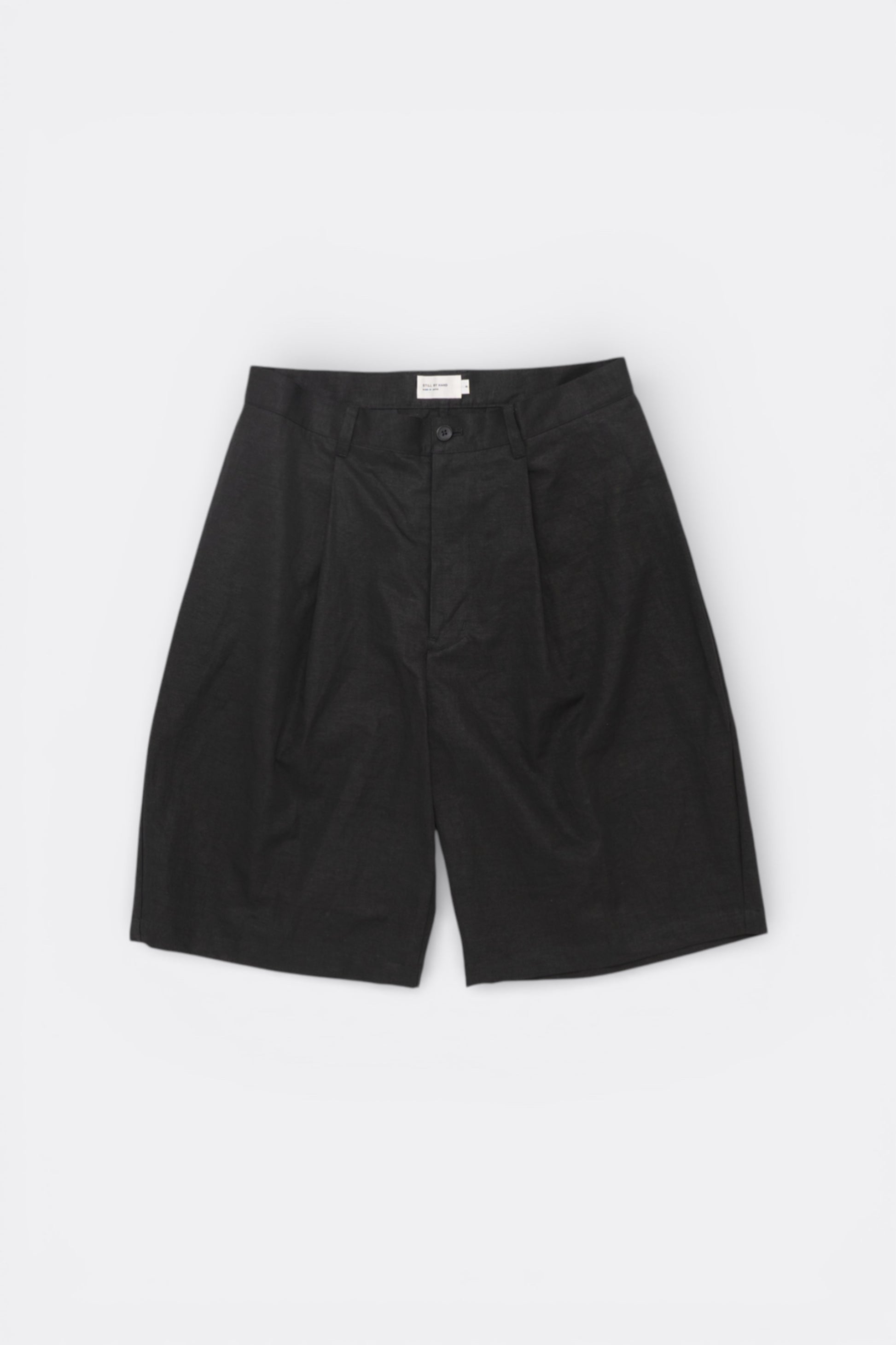 Still By Hand Linen Mixed Wide Shorts Black | Premium Japanese Menswear
