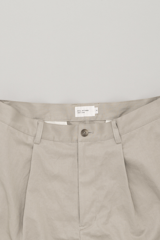 Still By Hand Linen Mixed Wide Shorts Taupe | Premium Japanese Menswear